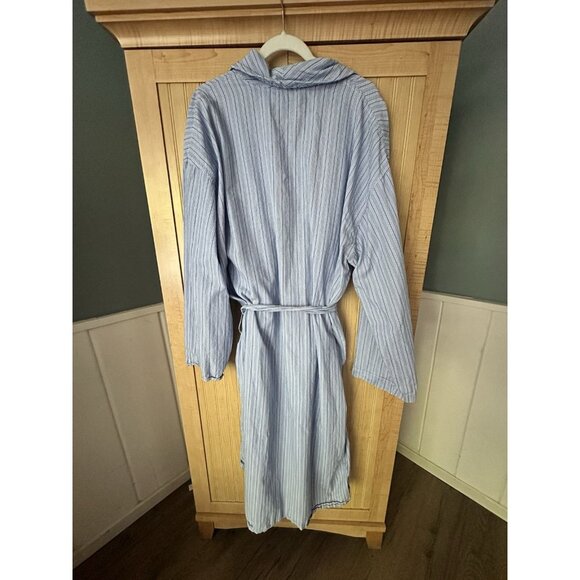 Polo Ralph Lauren Robe Size L / XL Striped Belted Lounge Cotton Prep Blue Pony - Picture 5 of 6